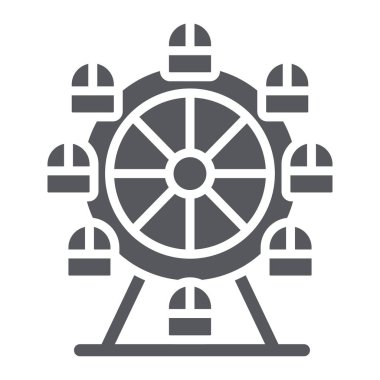 Dönme dolap glyph simgesi, funfair ve eğlence, atlıkarınca işareti, vektör grafik, beyaz bir arka plan üzerinde sağlam bir desen.