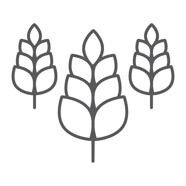 尖刺细线图标，农场和农业，小麦符号，矢量图形，白色背景上的线性图案. — 图库矢量图片