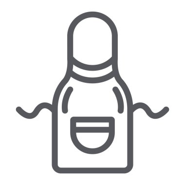 Mutfak önlük çizgi simgesi, aşınma ve mutfak, şef giysi işareti, vektör grafik, beyaz bir arka plan üzerinde doğrusal desen.