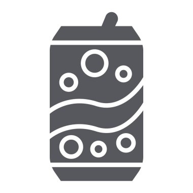 Soda glyph simgesi, içecek ve içecek, alüminyum, vektör grafik, beyaz bir arka plan üzerinde sağlam bir desen işareti olabilir.
