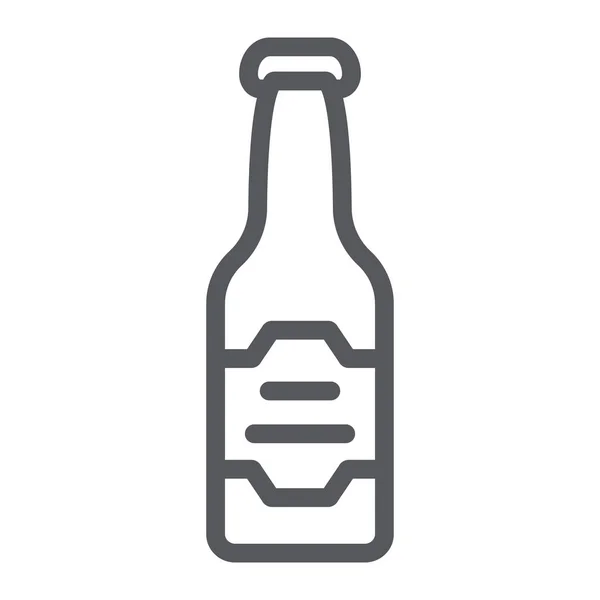 Ícone de linha de garrafa de cerveja, bebida e álcool, sinal de cerveja, gráficos vetoriais, um padrão linear em um fundo branco . — Vetor de Stock