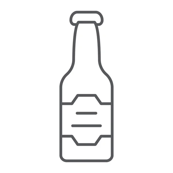 Bier fles dunne lijn icoon, drinken en alcohol, Pils teken, vector graphics, een lineair patroon op een witte achtergrond. — Stockvector