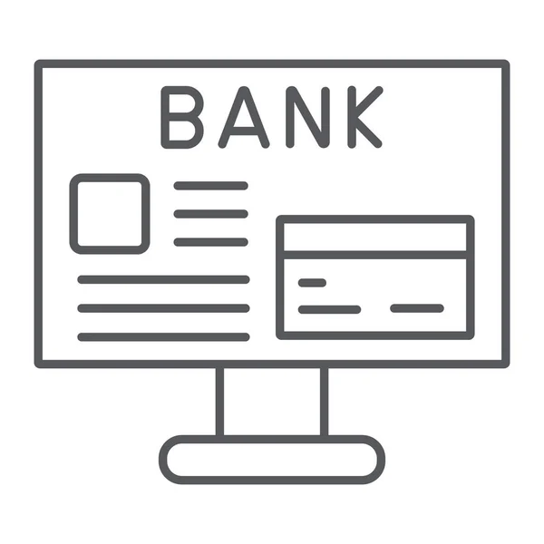 Internet Banking Thin Line icoon, financiën en betaling, online financieel teken, vector graphics, een lineair patroon op een witte achtergrond. — Stockvector