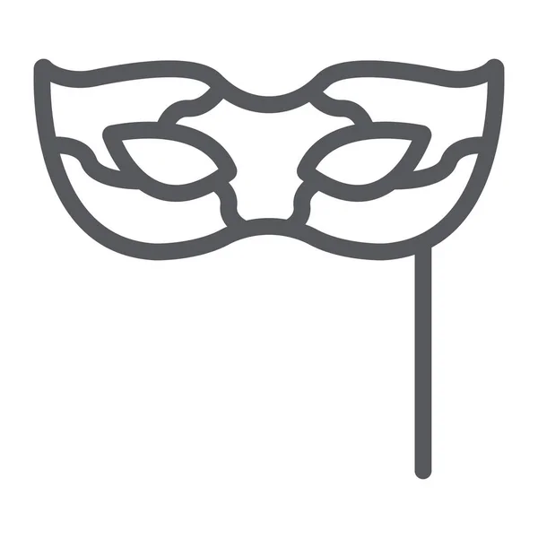 Karnawałowe maski linii ikona, Festiwal i maskarady, znak maski twarzy, grafika wektorowa, liniowy wzór na białym tle. — Wektor stockowy