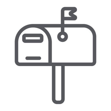 Mailbox line icon, post and address, pobox sign, vector graphics, a linear pattern on a white background. clipart
