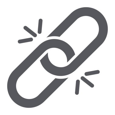 Glyph simgesi, köprü ve iliştirme, zincir işareti, vektör grafikleri, beyaz arka plan üzerinde sağlam bir desen.