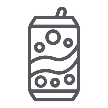 Soda satır simgesi, içecek ve içecek, alüminyum, vektör grafik, beyaz bir arka plan üzerinde doğrusal bir desen işareti olabilir.