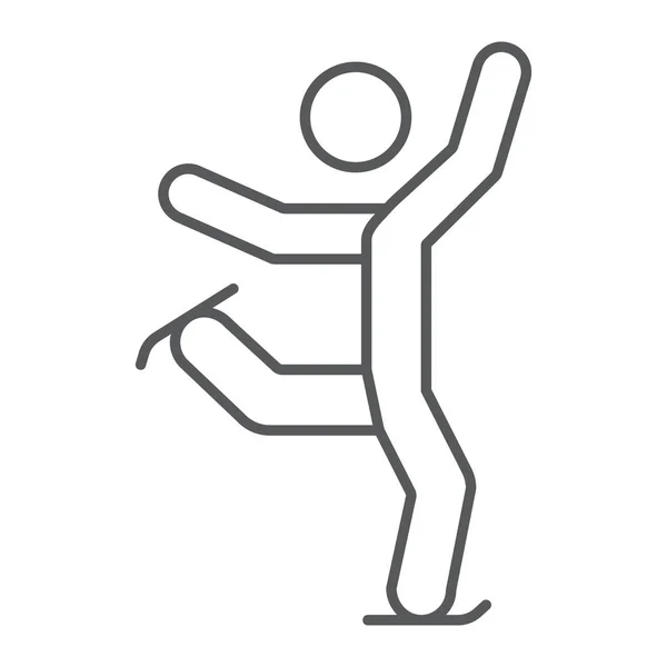 Icône mince de patinage artistique, sport et patinage, panneau de patinage sur glace, graphiques vectoriels, un motif linéaire sur un fond blanc . — Image vectorielle