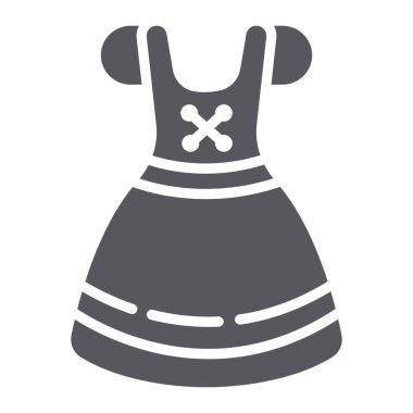 Dirndl glyph simgesi, giysi ve Avusturya, oktoberfest elbise işareti, vektör grafik, beyaz bir arka plan üzerinde sağlam bir desen.