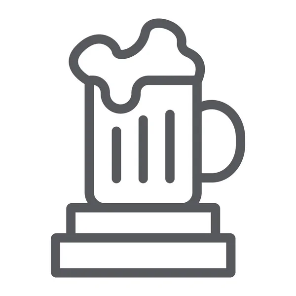 啤酒杯线图标，饮料和玻璃，啤酒杯标志，矢量图形，白色背景上的线性图案. — 图库矢量图片