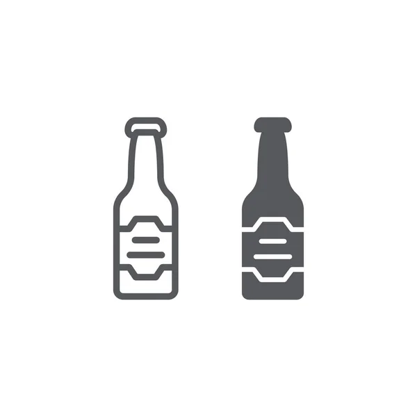 Ligne de bouteille de bière et icône de glyphe, boisson et alcool, signe lager, graphiques vectoriels, un motif linéaire sur un fond blanc . — Image vectorielle