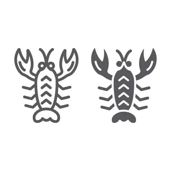 Crawfish line and glyph icon, sea and food, lobster sign, vector graphics, a linear pattern on a white background. — Stock Illustration Crawfish line and glyph icon, sea and food, lobster sign, vector graphics, a linear pattern on a white background. Vector Graphics