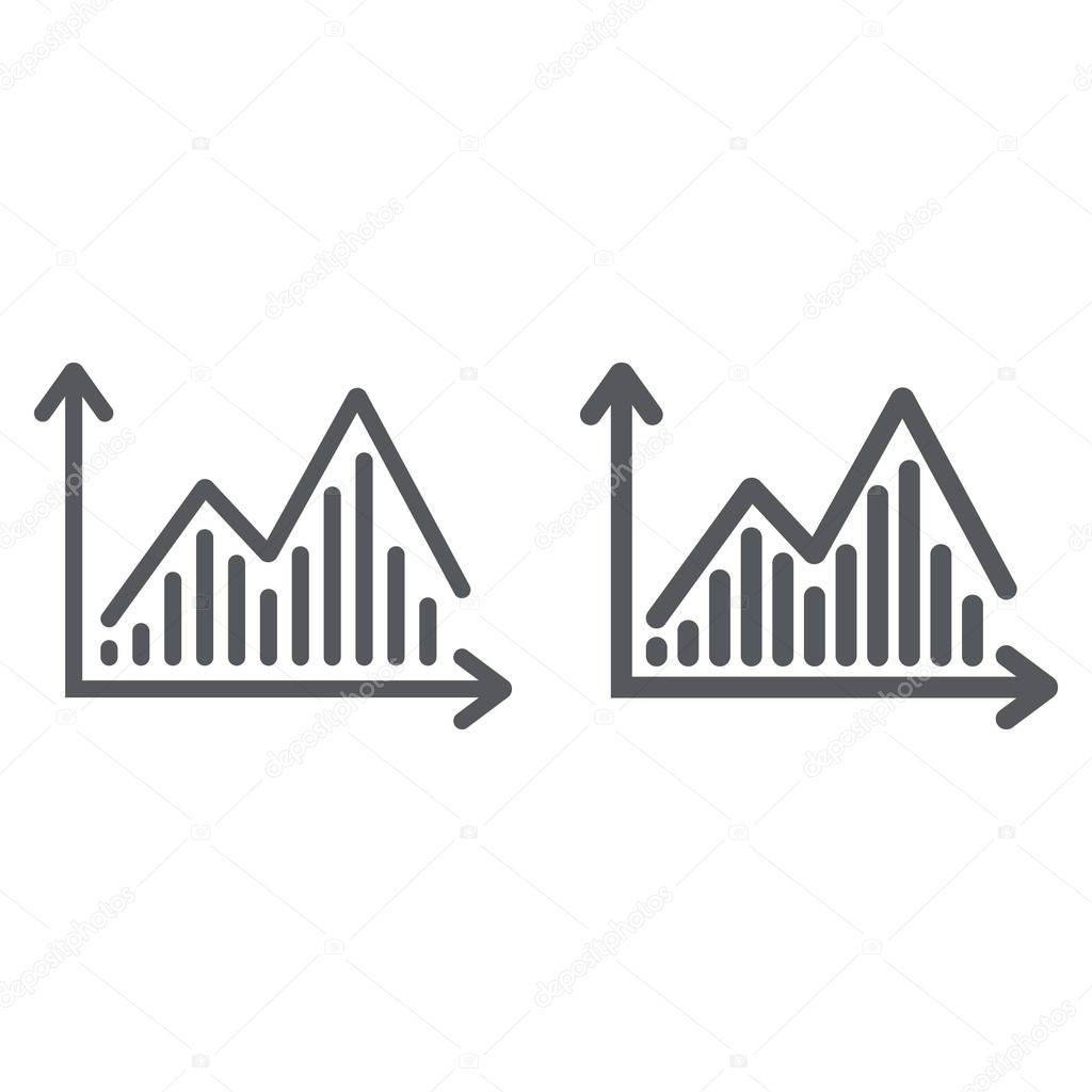 Stock chart line and glyph icon, graph and finance, statistic diagram sign, vector graphics, a linear pattern on a white background.