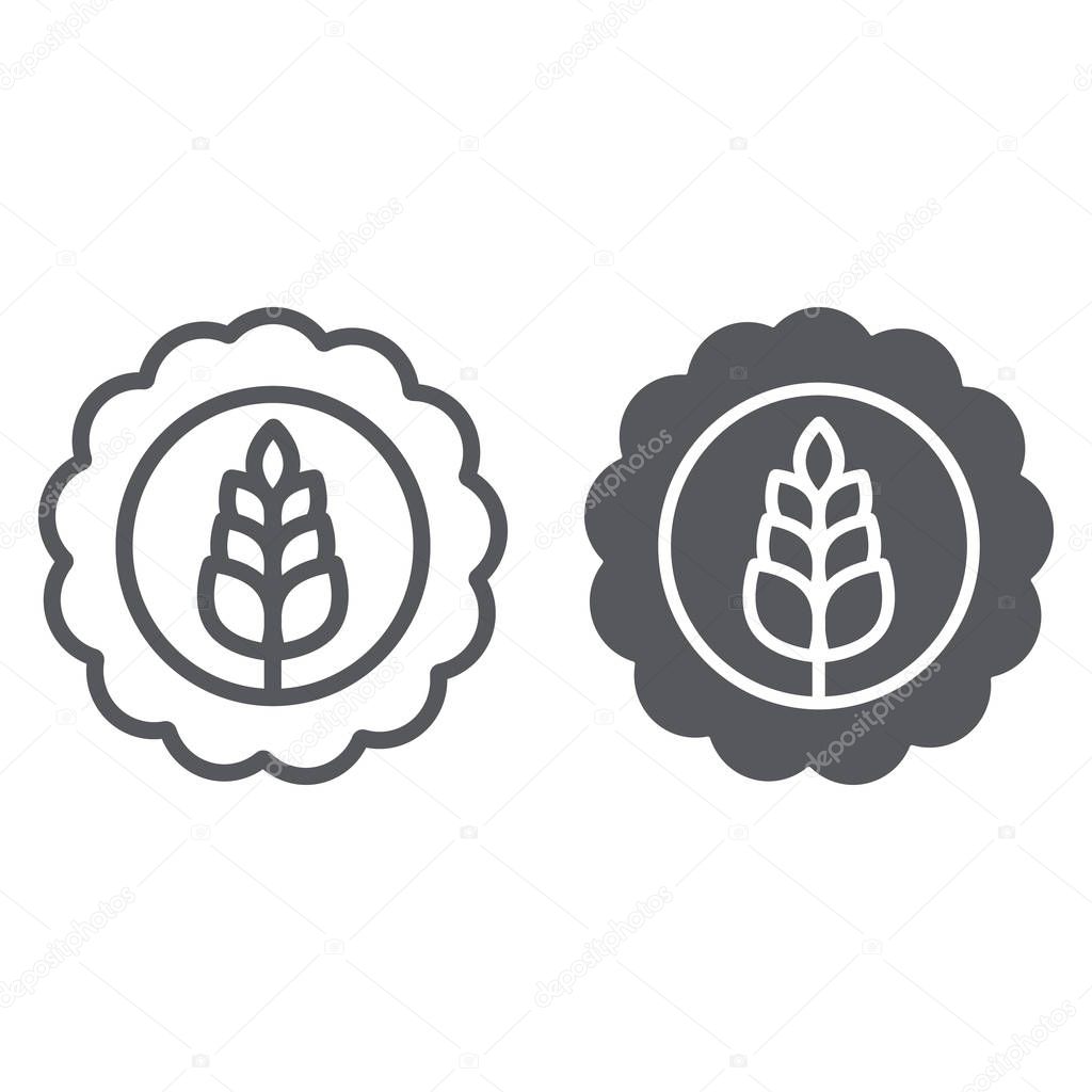 Wheat bage line and glyph icon, drink and brewery, craft beer bage sign, vector graphics, a linear pattern on a white background.