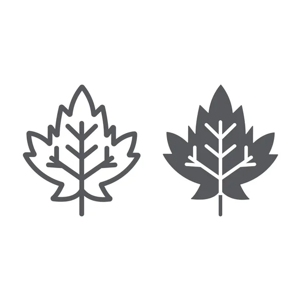 Ligne de feuille d'érable et icône de glyphe, feuillage et nature, signe de feuille d'automne, graphiques vectoriels, un motif linéaire sur un fond blanc . — Image vectorielle