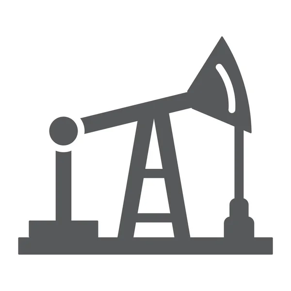 油泵字形图标,生产和工业,油井架标志,矢量图形,白色背景上的实心图案. — 图库矢量图片