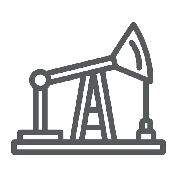 油泵生产线图标,生产和工业,油井架标志,矢量图形,白色背景上的线性图案. — 图库矢量图片