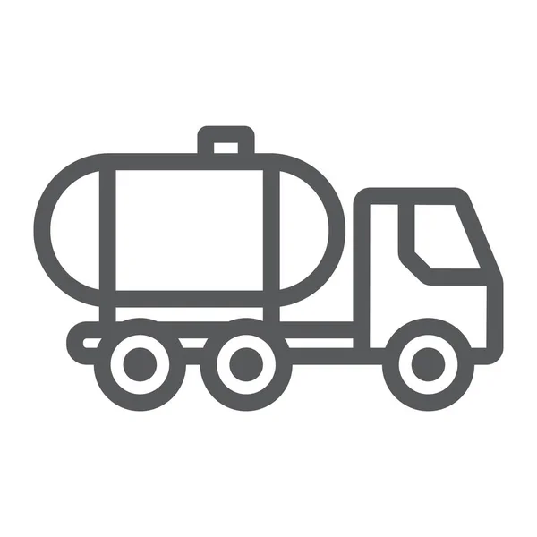 Öltanklinie-Symbol, Kraftstoff und Auto, Öltransport-Schild, Vektorgrafik, ein lineares Muster auf weißem Hintergrund. — Stockvektor