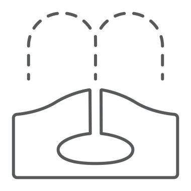 Petrol sahası ince çizgi simgesi, yakıt ve sanayi, petrol üretim işareti, vektör grafikleri, beyaz arka plan üzerinde doğrusal bir desen.