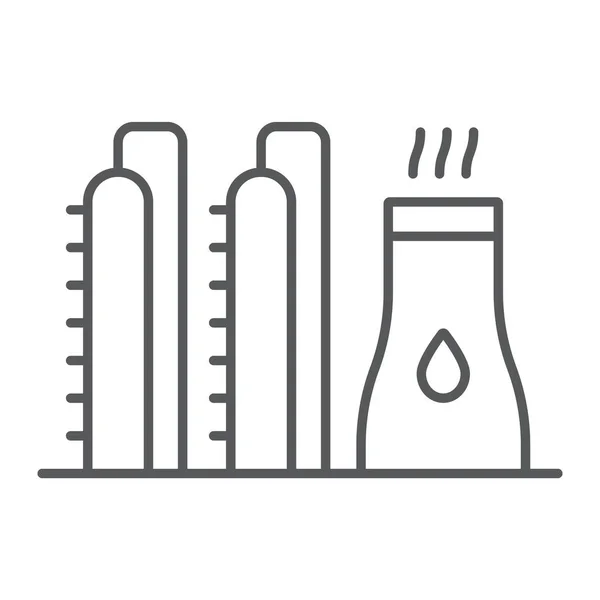 Icona linea sottile impianto petrolifero, industy e raffineria, segno fabbrica di energia, grafica vettoriale, un modello lineare su uno sfondo bianco . — Vettoriale Stock