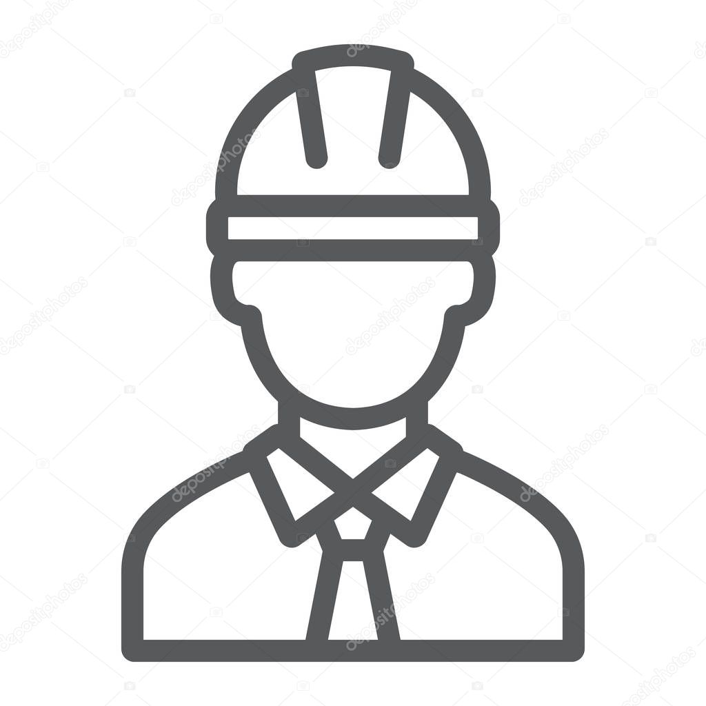 Oilman line icon, industy and man, worker sign, vector graphics, a linear pattern on a white background.