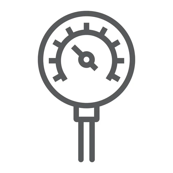 Icône de ligne de manomètre d'huile, contrôle et compteur, signe d'hypothèque de pression, graphiques vectoriels, un motif linéaire sur un fond blanc . — Image vectorielle