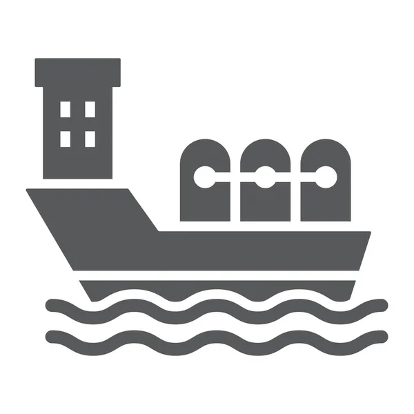 Öltanker Glyphen-Symbol, Industrie und Boot, Ölschiff-Zeichen, Vektorgrafik, ein durchgehendes Muster auf weißem Hintergrund. — Stockvektor
