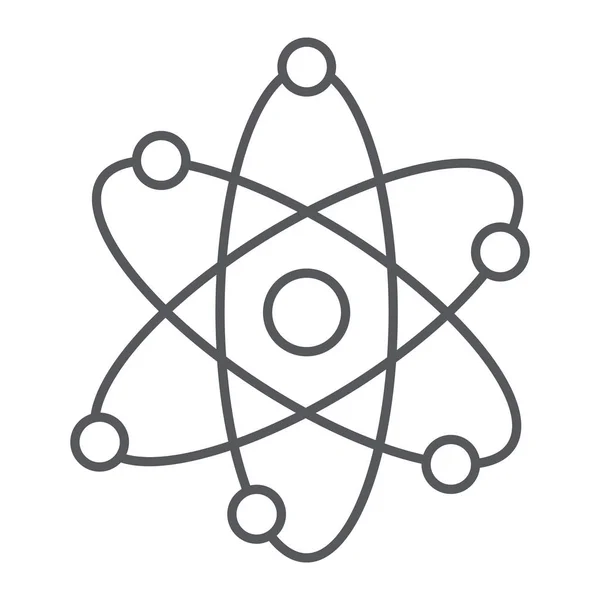 Struktura Atom tenká čára, vědecký a jaderný, nukleový znak, vektorová grafika, lineární vzorek na bílém pozadí. — Stockový vektor