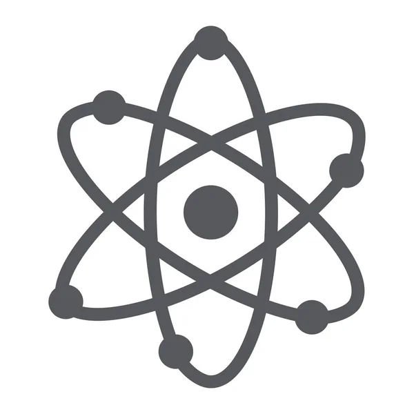 Symbol pro glyf struktury Atom, vědecký a jaderný, nukleový znak, vektorová grafika, pevný vzorek na bílém pozadí. — Stockový vektor