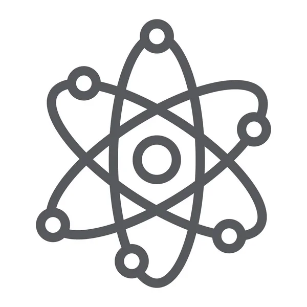Značka Atom linie, vědecký a jaderný, nukleový znak, vektorová grafika, lineární vzorek na bílém pozadí. — Stockový vektor