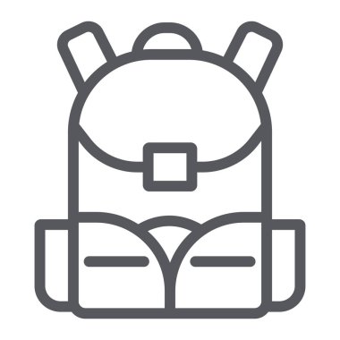 Schoolbag çizgi simgesi, sırt çantası ve çanta, sırt çantası işareti, vektör grafikleri, beyaz arka plan üzerinde doğrusal bir desen.