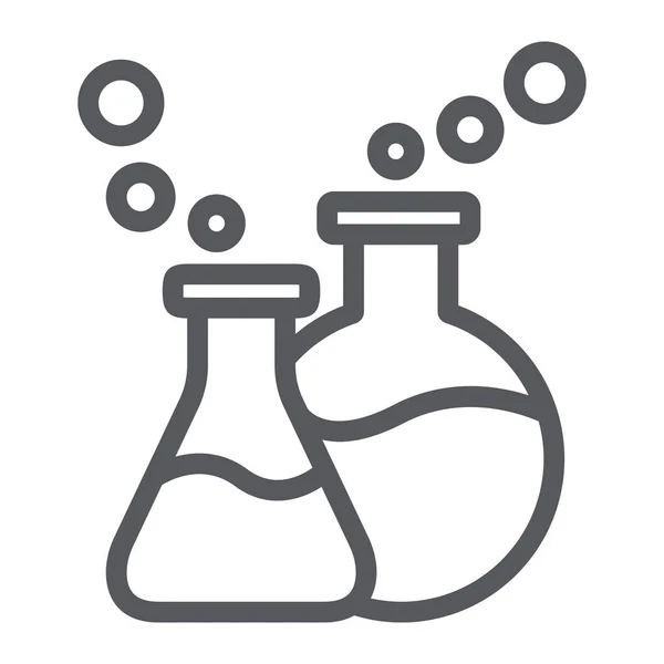 Lab glaswerk lijn pictogram, wetenschap en laboratorium, chemische kolven ondertekenen, vector graphics, een lineair patroon op een witte achtergrond. — Stockvector