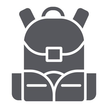 Schoolbag glyph simgesi, sırt çantası ve çanta, sırt çantası işareti, vektör grafik, beyaz bir arka plan üzerinde sağlam bir desen.