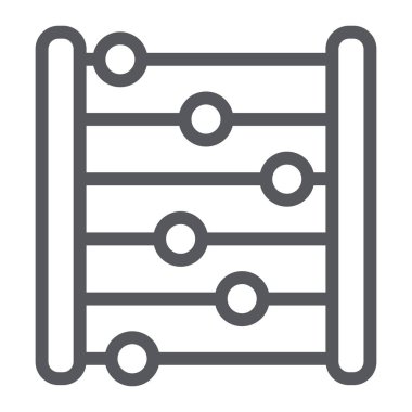 Abacus satır simgesi, muhasebe ve matematik, sayma işareti, vektör grafikleri, beyaz bir arka plan üzerinde doğrusal desen.