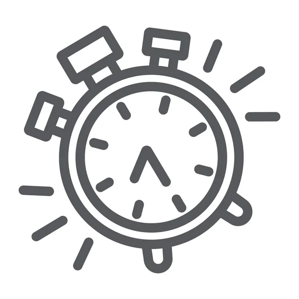 Εικονίδιο γραμμή Ξυπνητήρι, ώρα και ρολόι, πινακίδα παρακολούθησης, διανυσματικά γραφικά, ένα γραμμικό μοτίβο σε λευκό φόντο. — Διανυσματικό Αρχείο