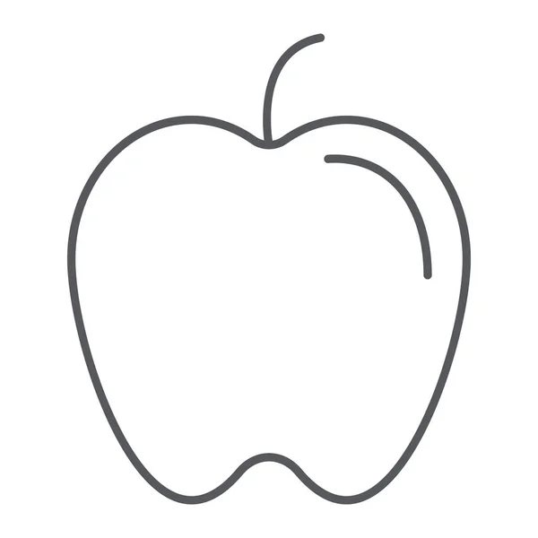 苹果细线图标，食品和维生素，水果标志，矢量图形，白色背景上的线性图案. — 图库矢量图片