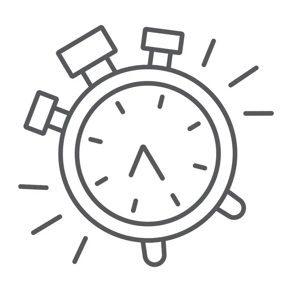 Ξυπνητήρι λεπτό εικονίδιο γραμμή, ώρα και ρολόι, πινακίδα παρακολούθησης, διανυσματικά γραφικά, ένα γραμμικό μοτίβο σε λευκό φόντο. — Διανυσματικό Αρχείο