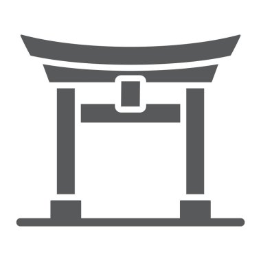Torii kapı glyph simgesi, Japonya ve mimari, japonya kapı işareti, vektör grafikleri, beyaz arka plan üzerinde sağlam bir desen.