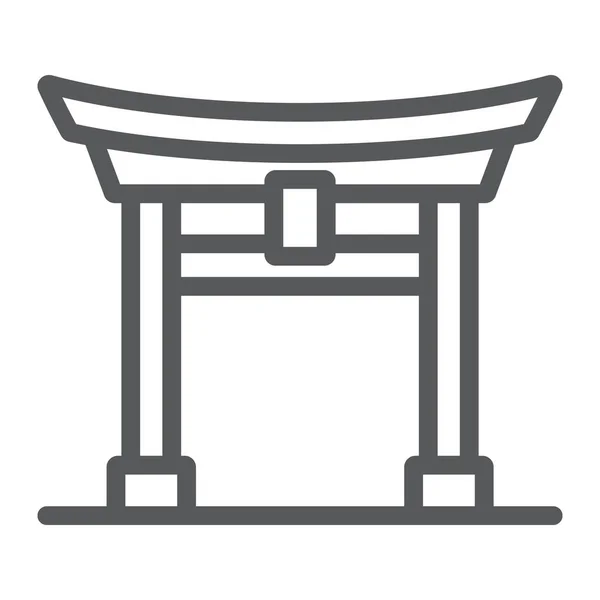 Torii icono de la línea de la puerta, Japón y arquitectura, signo de la puerta de Japón, gráficos vectoriales, un patrón lineal sobre un fondo blanco . — Archivo Imágenes Vectoriales