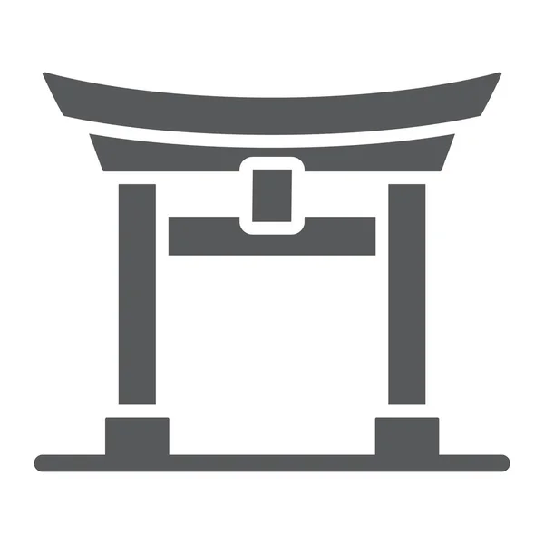 Torii Gate glyph-pictogram, Japan en architectuur, Japan Gate Sign, vector graphics, een effen patroon op een witte achtergrond. — Stockvector