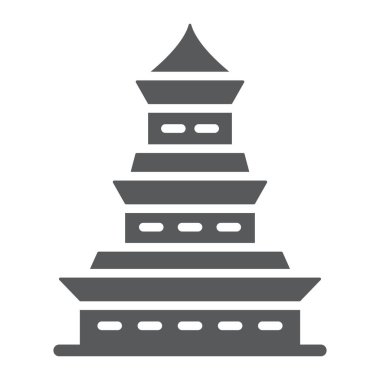 Pagoda glyph simgesi, Japonya ve mimari, Japon bina işareti, vektör grafikleri, beyaz arka plan üzerinde sağlam bir desen.