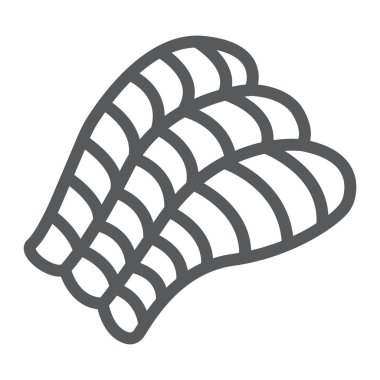 Sashimi çizgi simgesi, asya ve gıda, suşi işareti, vektör grafik, beyaz bir arka plan üzerinde doğrusal desen.