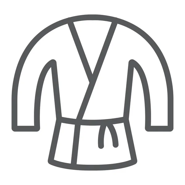 Japońska ikona linii kimono, Azjatycka i ubrania, Japonia znak kostiumu, grafika wektorowa, liniowy wzór na białym tle. — Wektor stockowy