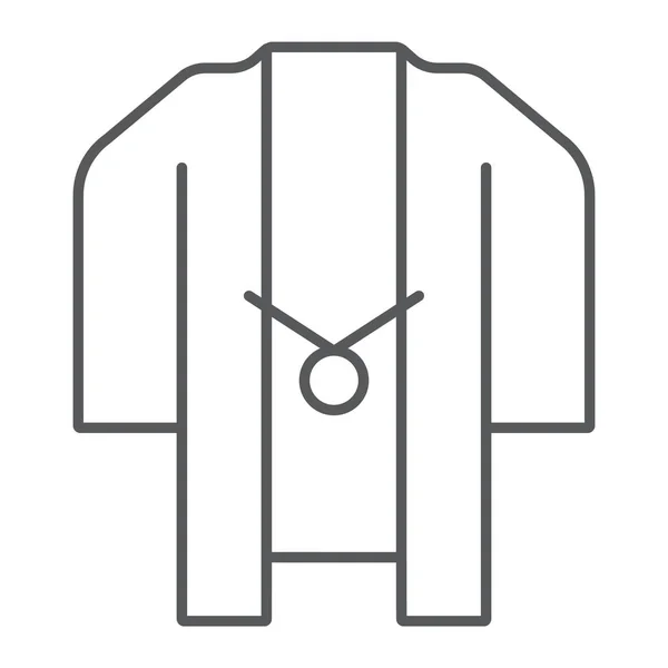 Icono de línea delgada Haori, asiático y ropa, signo de kimono de Japón, gráficos vectoriales, un patrón lineal sobre un fondo blanco . — Vector de stock
