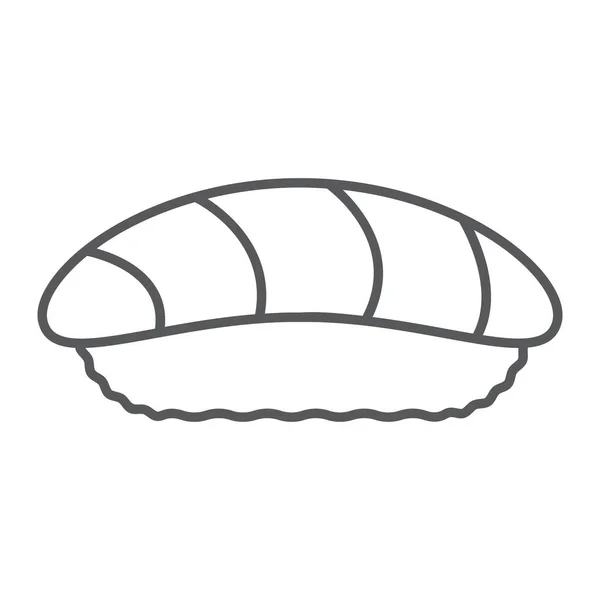 寿司細い線のアイコン、アジアと食品、シーフードサイン、ベクトルグラフィックス、白い背景に線形パターン. — ストックベクタ