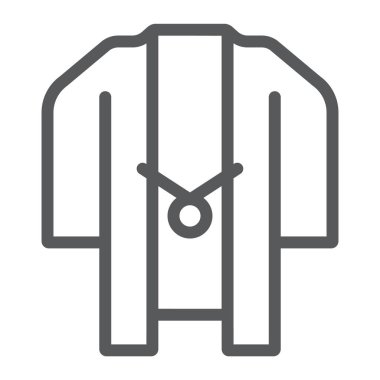 Haori çizgi simgesi, asya ve giysi, japonya kimono işareti, vektör grafik, beyaz bir arka plan üzerinde doğrusal desen.