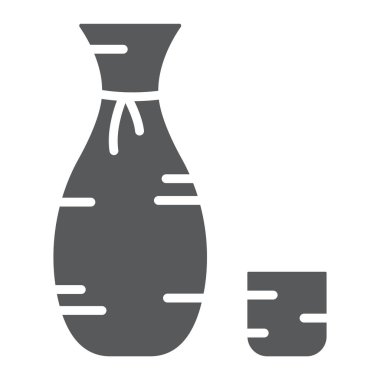 Sake glyph simgesi, asya ve içecek, Japon alkol işareti, vektör grafik, beyaz bir arka plan üzerinde sağlam bir desen.