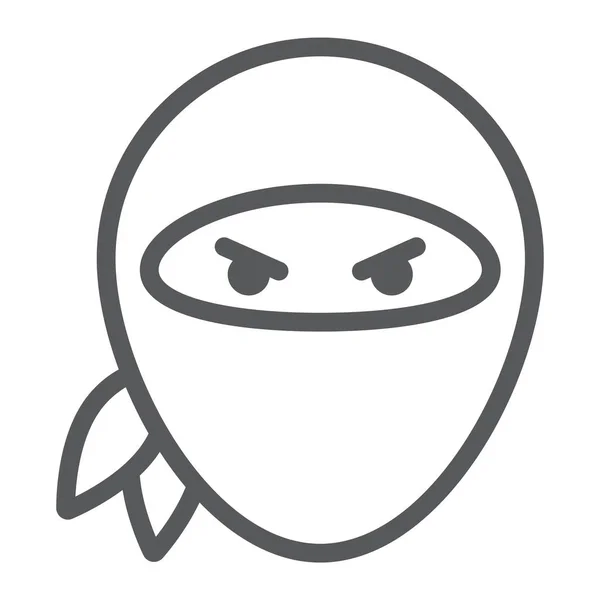 Icône de ligne Ninja, asiatique et caractère, signe samouraï, graphiques vectoriels, un motif linéaire sur un fond blanc . — Image vectorielle