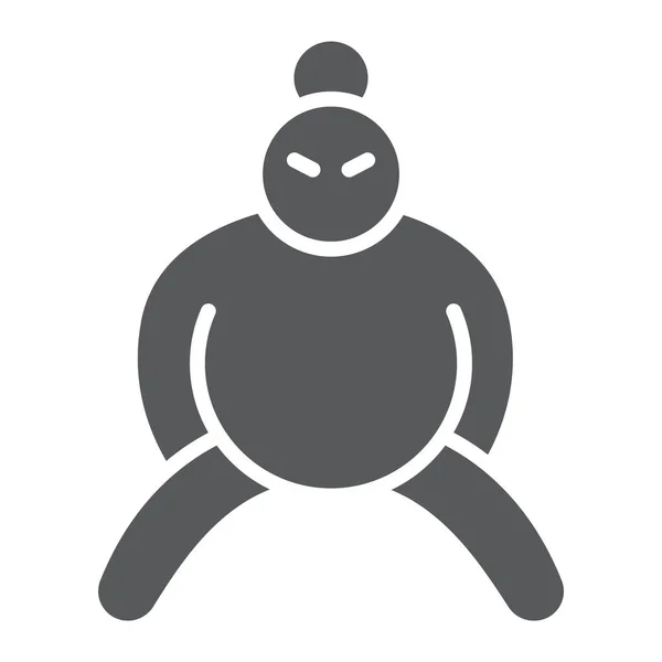 Icône de glyphe sumo, asiatique et caractère, signe de lutteur japonais, graphiques vectoriels, un motif solide sur un fond blanc . — Image vectorielle
