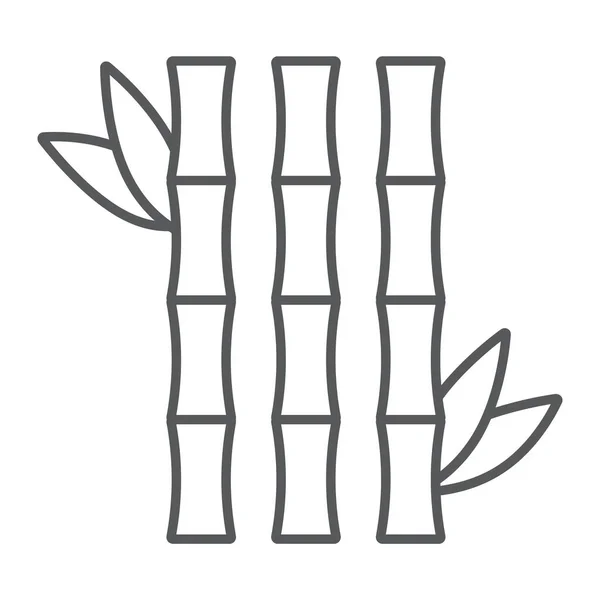 Ícone de linha fina de bambu, asiático e planta, sinal de árvore japonesa, gráficos vetoriais, um padrão linear em um fundo branco . —  Vetores de Stock